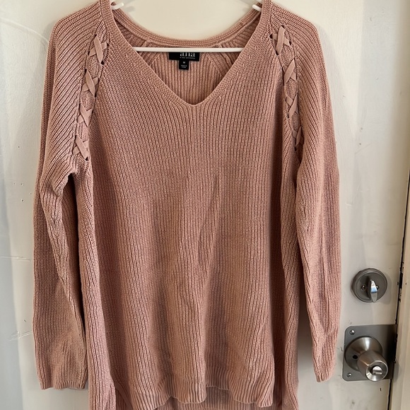a.n.a. Light Pink V-Neck Ribbon Sweater - Picture 2 of 12